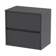 [BFED2204W] Chartley Contemporary 2 Drawer Wall Hung Vanity Unit with Worktop, Graphite Grey Woodgrain, 600mm - Cutout