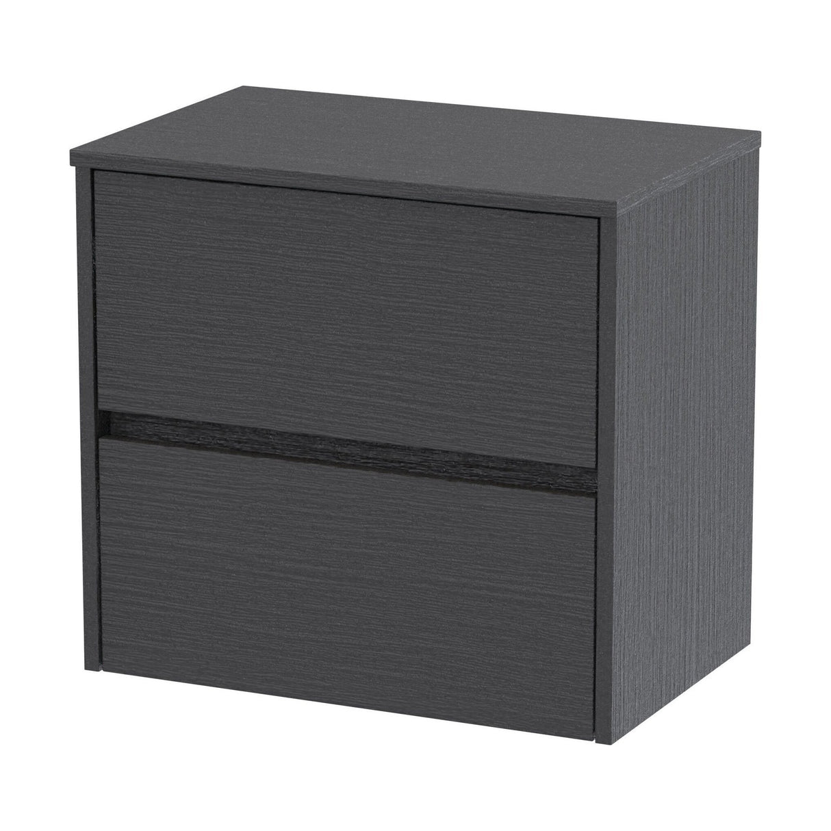 [BFED2204W] Chartley Contemporary 2 Drawer Wall Hung Vanity Unit with Worktop, Graphite Grey Woodgrain, 600mm - Cutout