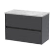 [BFED2206LBG] Chartley Contemporary 2 Drawer Wall Hung Vanity Unit with Laminate Worktop, Graphite Grey Woodgrain, 800mm - Cutout