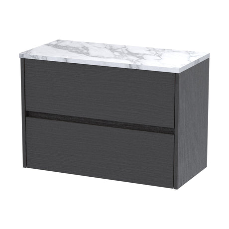 [BFED2206LCM] Chartley Contemporary 2 Drawer Wall Hung Vanity Unit with Laminate Worktop, Choice of Size and Colour - Cutout