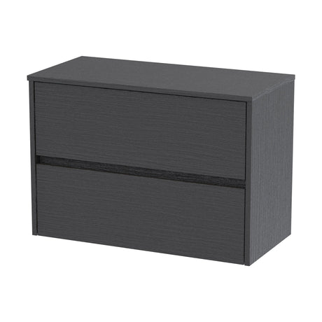 [BFED2206W] Chartley Contemporary 2 Drawer Wall Hung Vanity Unit with Worktop, Choice of Size and Colour - Cutout