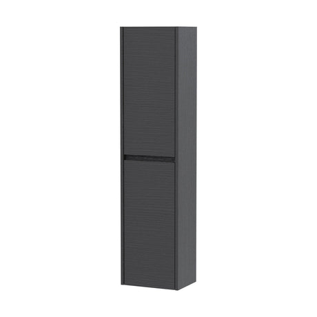 [BFED2262] Square Wall Hung 2 Door Tall Bathroom Unit, 350mm - Woodgrain Graphite Grey - Cutout