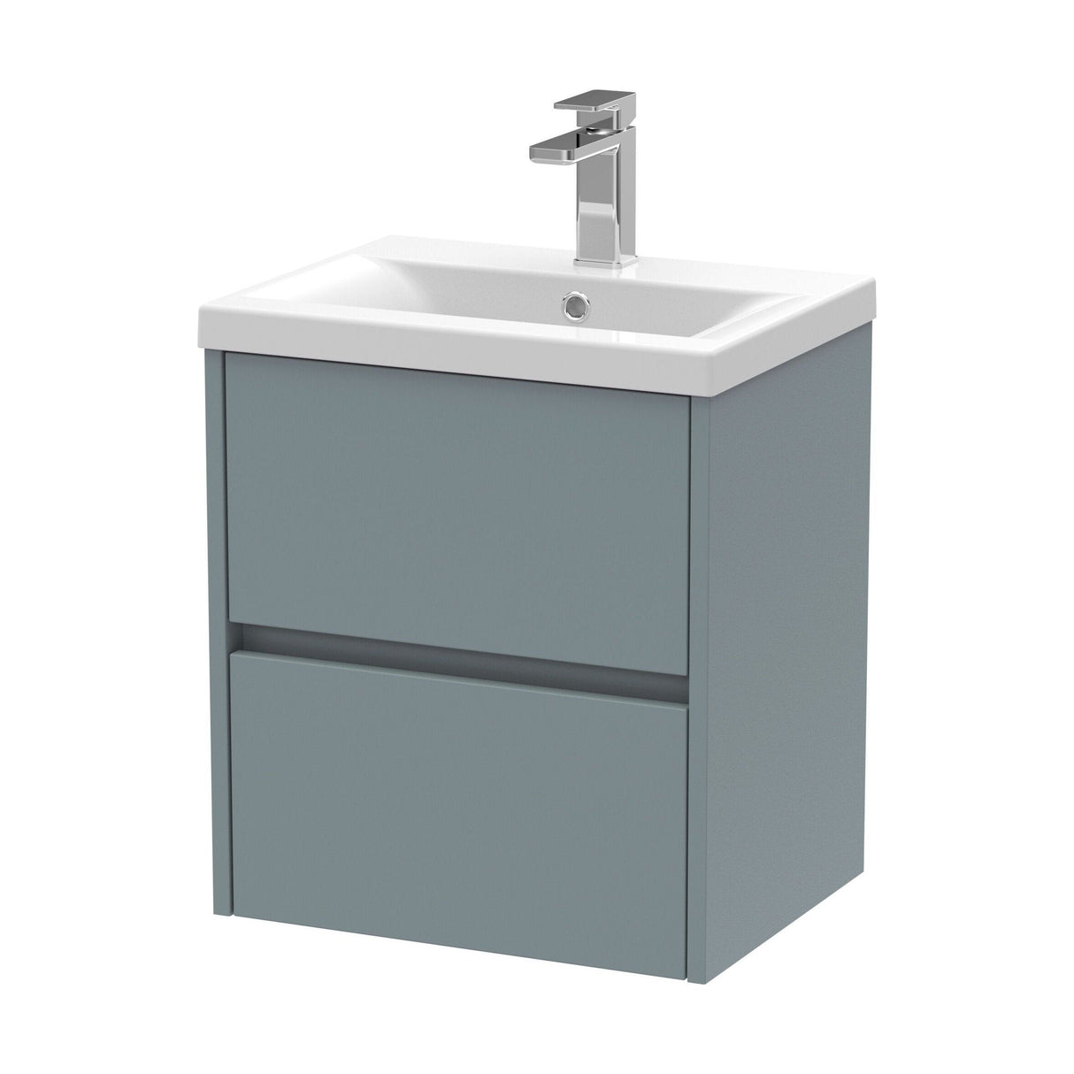 [BFED2302A] Chartley Edge Square Wall Hung 2 Drawer Vanity Unit & Ceramic Basin, 500mm, Choice of Finish - Cutout