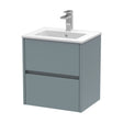 [BFED2302B] Chartley Contemporary 2 Drawer Wall Hung Vanity Unit with Minimalist Basin, Coastal Grey, 500mm - Cutout