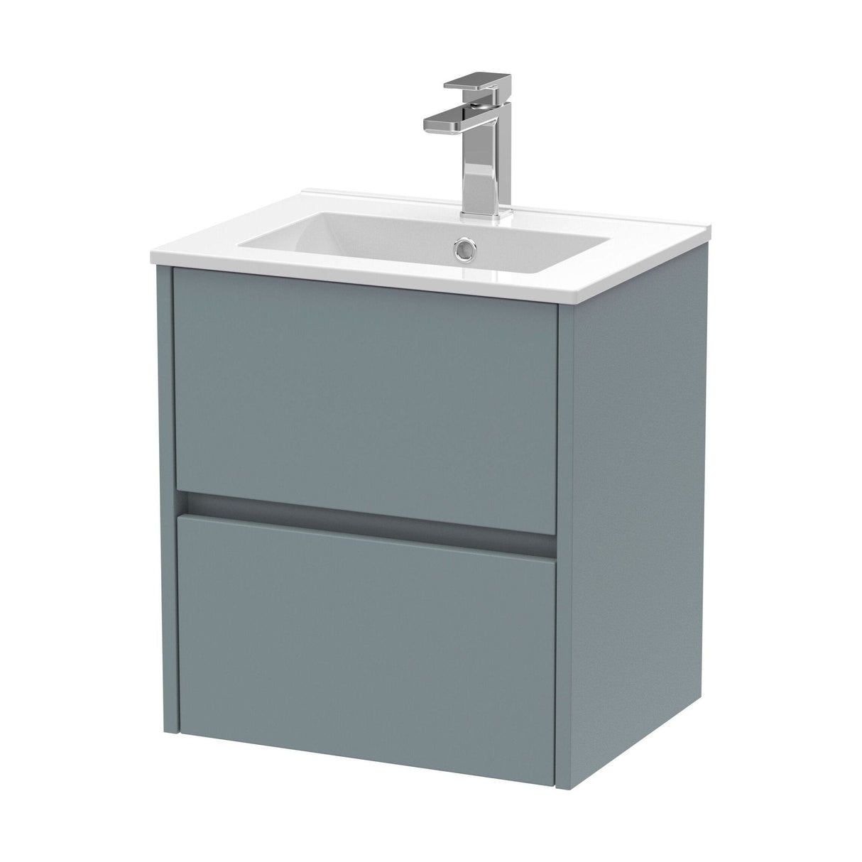 [BFED2302B] Chartley Contemporary 2 Drawer Wall Hung Vanity Unit with Minimalist Basin, Choice of Size and Colour - Cutout