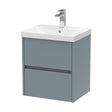 [BFED2302D] Chartley Contemporary 2 Drawer Wall Hung Vanity Unit with Thin Edge Basin, Coastal Grey, 500mm - Cutout