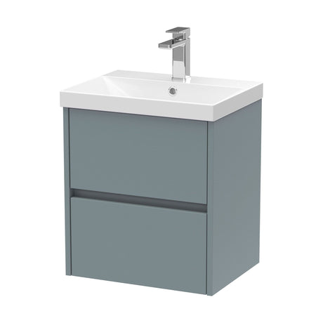 [BFED2302D] Chartley Contemporary 2 Drawer Wall Hung Vanity Unit with Thin Edge Basin, Coastal Grey, 500mm - Cutout