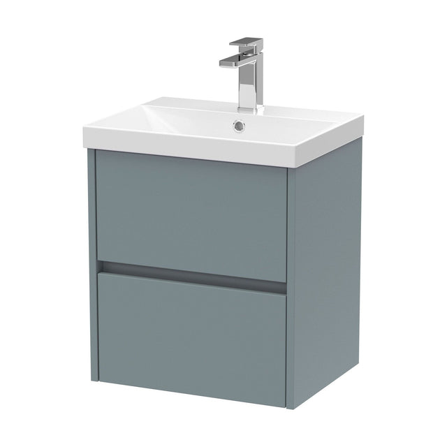[BFED2302D] Chartley Contemporary 2 Drawer Wall Hung Vanity Unit with Thin Edge Basin, Coastal Grey, 500mm - Cutout