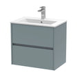 [BFED2304B] Chartley Contemporary 2 Drawer Wall Hung Vanity Unit with Minimalist Basin, Coastal Grey, 600mm - Cutout