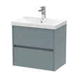 [BFED2304D] Chartley Contemporary 2 Drawer Wall Hung Vanity Unit with Thin Edge Basin, Coastal Grey, 600mm - Cutout