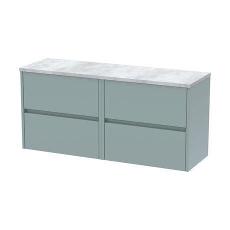 [BFED2304LBG2] Chartley Contemporary 4 Drawer Wall Hung Vanity Unit with Laminate Worktop, 1200mm, Choice of Colour - Cutout