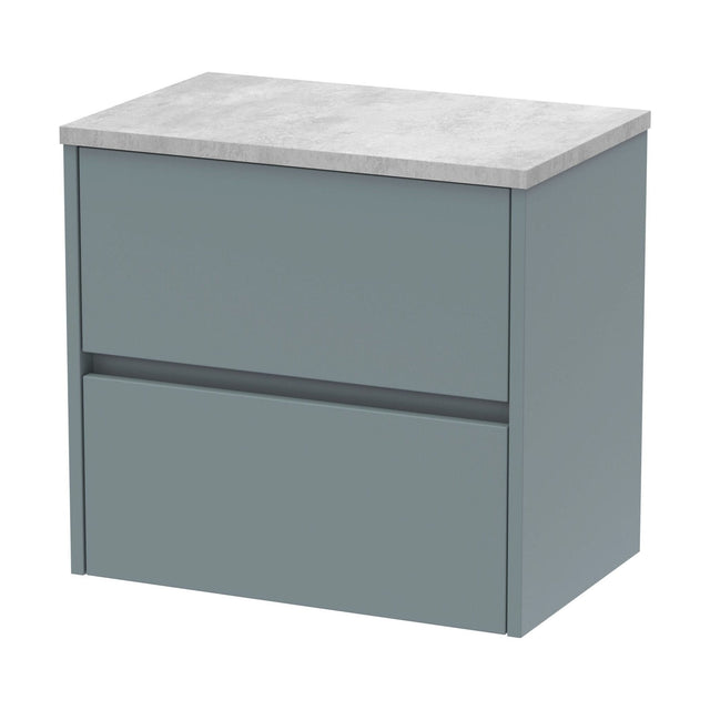 [BFED2304LBG] Chartley Contemporary 2 Drawer Wall Hung Vanity Unit with Laminate Worktop, 600mm - Cutout