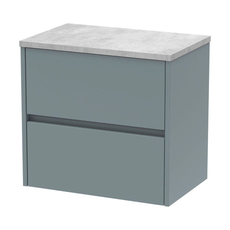 [BFED2304LBG] Chartley Contemporary 2 Drawer Wall Hung Vanity Unit with Laminate Worktop, Choice of Size and Colour - Cutout