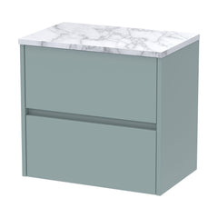 [BFED2304LCM] Chartley Contemporary 2 Drawer Wall Hung Vanity Unit with Laminate Worktop, Coastal Grey, 600mm - Cutout