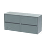 [BFED2304W2] Chartley Contemporary 4 Drawer Handleless Wall Hung Vanity Unit with Worktop, 1200mm, Choice of Colour - Cutout
