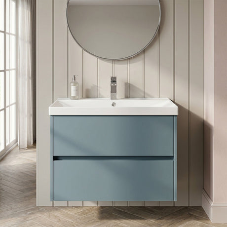 [BFED2306D] Chartley Contemporary 2 Drawer Wall Hung Vanity Unit with Thin Edge Basin, Choice of Size and Colour - Silo