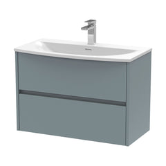 [BFED2306G] Chartley Contemporary 2 Drawer Wall Hung Vanity Unit with Curved Basin, Coastal Grey, 800mm - Cutout