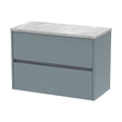 [BFED2306LBG] Chartley Contemporary 2 Drawer Wall Hung Vanity Unit with Laminate Worktop, Coastal Grey, 800mm - Cutout