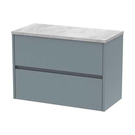 [BFED2306LBG] Chartley Contemporary 2 Drawer Wall Hung Vanity Unit with Laminate Worktop, Choice of Size and Colour - Cutout