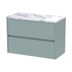 [BFED2306LCM] Chartley Contemporary 2 Drawer Wall Hung Vanity Unit with Laminate Worktop, 800mm - Cutout