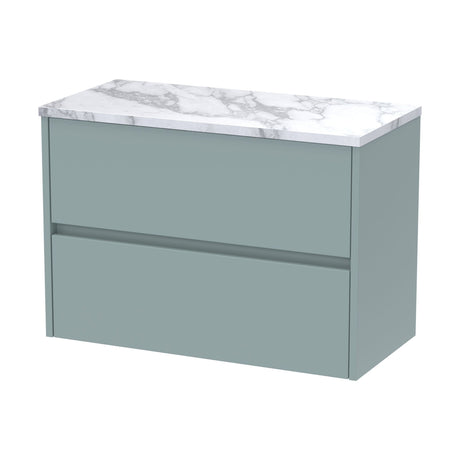 [BFED2306LCM] Chartley Contemporary 2 Drawer Wall Hung Vanity Unit with Laminate Worktop, Choice of Size and Colour - Cutout