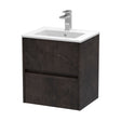 [BFED2602B] Chartley Contemporary 2 Drawer Wall Hung Vanity Unit with Minimalist Basin, Metallic Slate, 500mm - Cutout