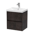 [BFED2602D] Chartley Contemporary 2 Drawer Wall Hung Vanity Unit with Thin Edge Basin, Metallic Slate, 500mm - Cutout