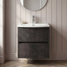 [BFED2602G] Chartley Contemporary 2 Drawer Wall Hung Vanity Unit with Curved Basin, Choice of Size and Colour - Silo
