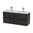[BFED2604C] Chartley Contemporary 4 Drawer Wall Hung Vanity Unit with Double Basin, Metallic Slate, 1200mm - Cutout