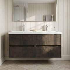 [BFED2604C] Chartley Contemporary 4 Drawer Wall Hung Vanity Unit with Double Basin, 1200mm, Choice of Colour - Silo