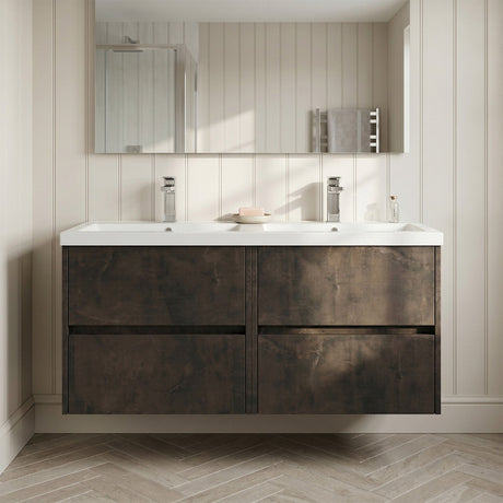 [BFED2604C] Chartley Contemporary 4 Drawer Wall Hung Vanity Unit with Double Basin, 1200mm, Choice of Colour - Silo