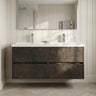 [BFED2604C] Chartley Contemporary 4 Drawer Wall Hung Vanity Unit with Double Basin, 1200mm, Choice of Colour - Silo