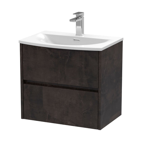 [BFED2604G] Chartley Contemporary 2 Drawer Wall Hung Vanity Unit with Curved Basin, Choice of Size and Colour - Cutout