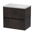[BFED2604LBG] Chartley Contemporary 2 Drawer Wall Hung Vanity Unit with Laminate Worktop, 600mm - Cutout
