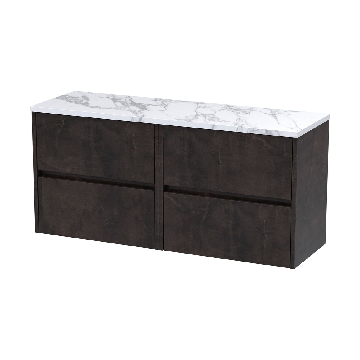 [BFED2604LCM2] Chartley Contemporary 4 Drawer Wall Hung Vanity Unit with Laminate Worktop, Metallic Slate, 1200mm - Cutout