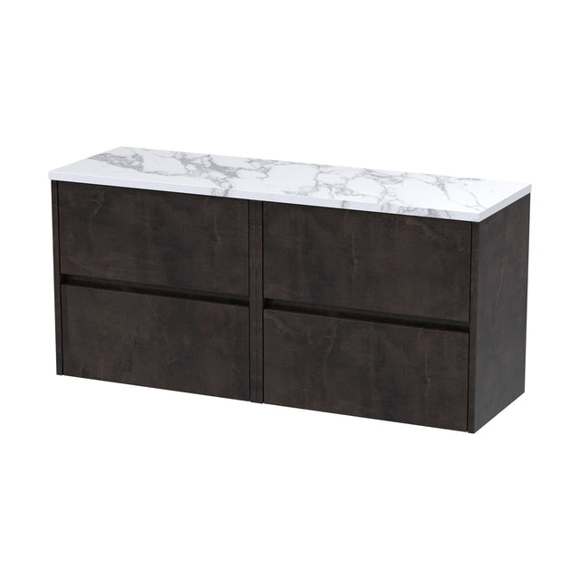 [BFED2604LCM2] Chartley Contemporary 4 Drawer Wall Hung Vanity Unit with Laminate Worktop, Metallic Slate, 1200mm - Cutout