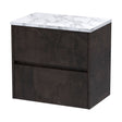 [BFED2604LCM] Chartley Contemporary 2 Drawer Wall Hung Vanity Unit with Laminate Worktop, Metallic Slate, 600mm - Cutout