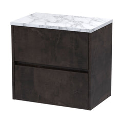 [BFED2604LCM] Chartley Contemporary 2 Drawer Wall Hung Vanity Unit with Laminate Worktop, Metallic Slate, 600mm - Cutout