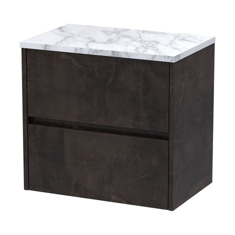 [BFED2604LCM] Chartley Contemporary 2 Drawer Wall Hung Vanity Unit with Laminate Worktop, Choice of Size and Colour - Cutout