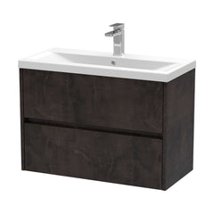 [BFED2606A] Chartley Square Wall Hung 2 Drawer Vanity Unit & Ceramic Basin, 800mm, Choice of Finish - Cutout
