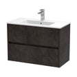[BFED2606B] Chartley Contemporary 2 Drawer Wall Hung Vanity Unit with Minimalist Basin, Metallic Slate, 800mm - Cutout