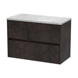 [BFED2606LBG] Chartley Contemporary 2 Drawer Wall Hung Vanity Unit with Laminate Worktop, Metallic Slate, 800mm - Cutout