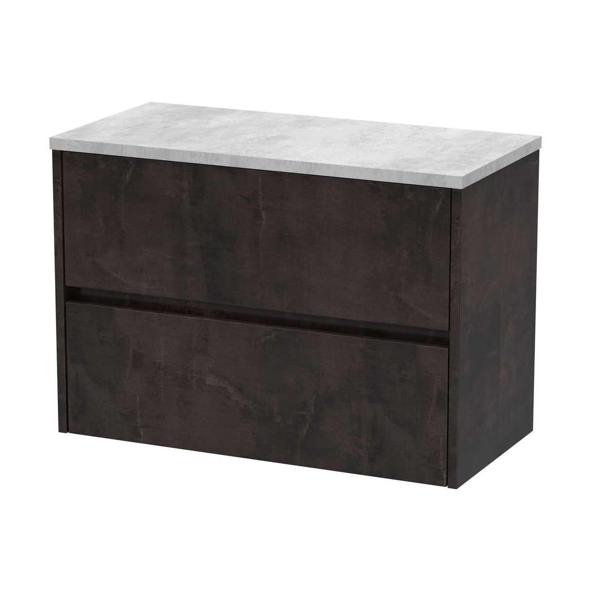 [BFED2606LBG] Chartley Contemporary 2 Drawer Wall Hung Vanity Unit with Laminate Worktop, Metallic Slate, 800mm - Cutout