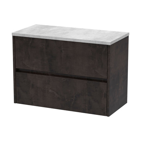 [BFED2606LBG] Chartley Contemporary 2 Drawer Wall Hung Vanity Unit with Laminate Worktop, Choice of Size and Colour - Cutout