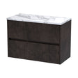 [BFED2606LCM] Chartley Contemporary 2 Drawer Wall Hung Vanity Unit with Laminate Worktop, Metallic Slate, 800mm - Cutout