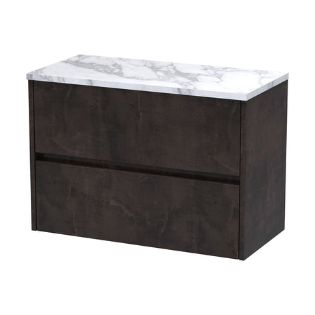 [BFED2606LCM] Chartley Contemporary 2 Drawer Wall Hung Vanity Unit with Laminate Worktop, Choice of Size and Colour - Cutout