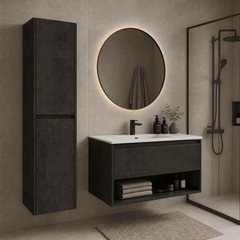 [BFED2662] Chartley Square Wall Hung 2 Door Tall Bathroom Unit, 350mm, Choice of Finish