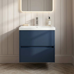 [BFED2902A] Chartley Edge Square Wall Hung 2 Drawer Vanity Unit & Ceramic Basin, 500mm, Choice of Finish - Silo
