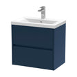 [BFED2904A] Square Wall Hung 2 Drawer Vanity Unit & Ceramic Basin, 600mm - Midnight Blue - Cutout