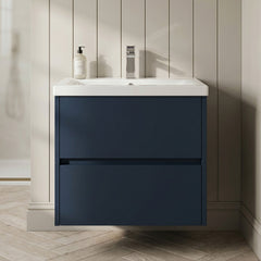 [BFED2904A] Chartley Square Wall Hung 2 Drawer Vanity Unit & Ceramic Basin, 600mm, Choice of Finish - Silo